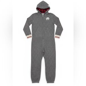 Roots Cabin Salt Pepper Charcoal Gray Hooded Onesie Logo Loungewear Youth 13-14